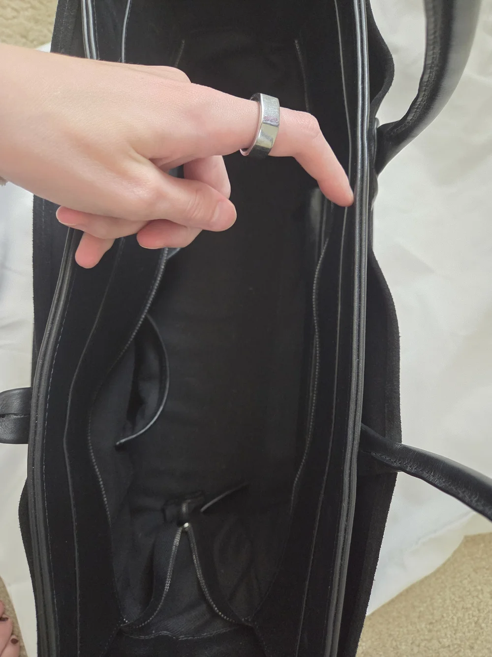 HUKH Lina large suede tote in black